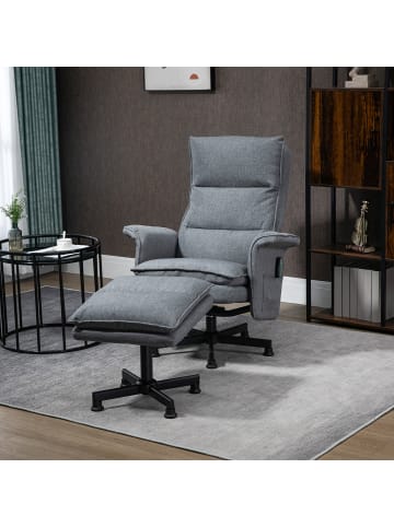 HOMCOM Massagesessel mit Fußhocker-78L x 93B x 99H cm-Grau