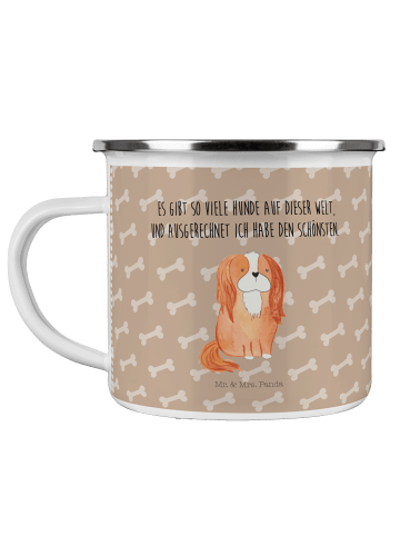 Mr. & Mrs. Panda Camping Emaille Tasse Hund Cavalier King Charle... in Hundeglück