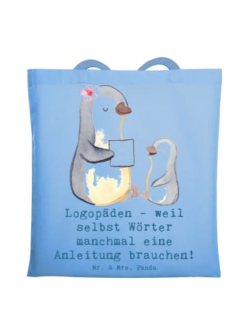 Mr. & Mrs. Panda Tragetasche Logopädin Helden mit Spruch in Sky Blue