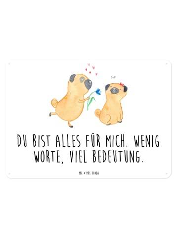 Mr. & Mrs. Panda Blechschild Mops Verliebt mit Spruch in Weiß