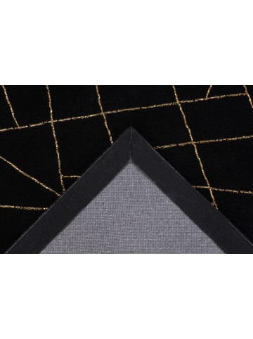 Kayoom Wohnzimmer Teppich – Hochflorteppich Bijou 125 in schwarz - gold - rechteckig
