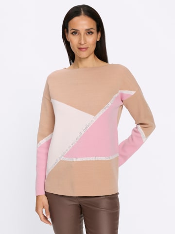 Heine Pullover in beige-rosé-gemustert