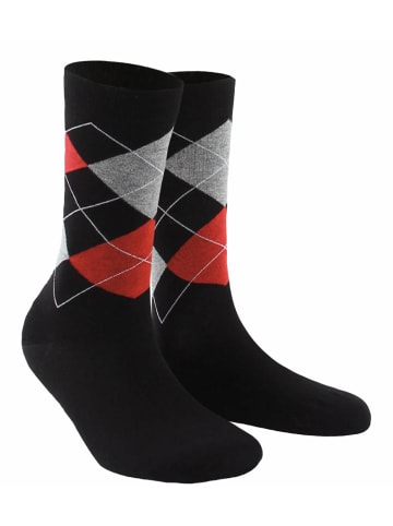 Wilox Baumwollsocken ARGYLE 2er Pack in schwarz