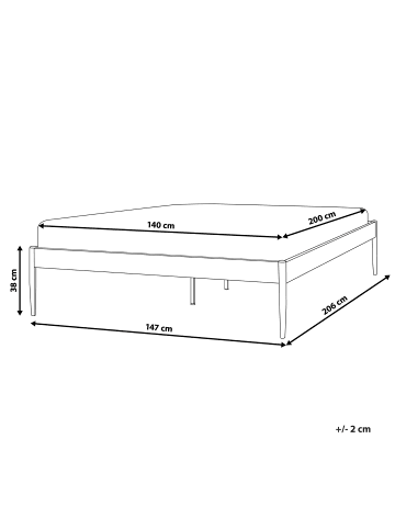 Beliani Doppelbett VAURS in Weiß - (W) 147 x (H) 38 x (L) 206 cm