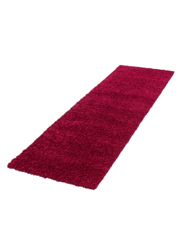 KADIMA DESIGN Teppich Hochflor Shaggy Waschbar Einfarbig RHEIN Strapazierfähig in Rot