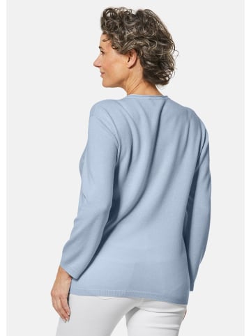 GOLDNER Kurzgröße:  Basicpullover mit V-Ausschnitt in hellblau