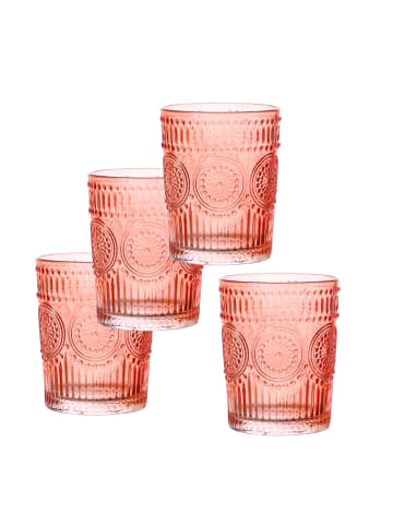 MARELIDA 4er Set Trinkglas Wasserglas Vintage Boho 280ml in rot