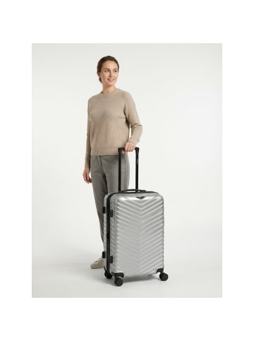 Redolz Essentials 18 4 Rollen Trolley 66 cm mit Dehnfalte in Metallic-Silver Shiny