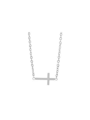 Adeliás Damen Halskette mit Anhänger – Kreuz aus Edelstahl in silber
