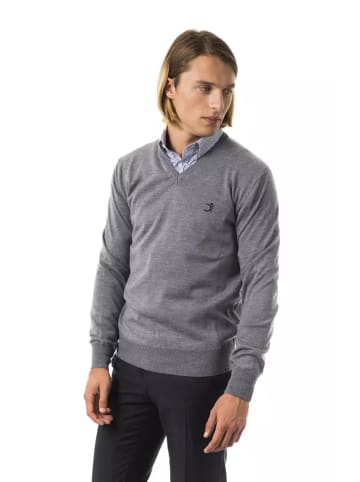 Uominitaliani Grau Merino Wolle Herren Pullover