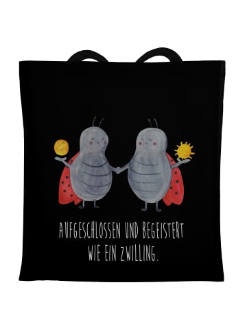 Mr. & Mrs. Panda Tragetasche Sternzeichen Zwilling mit Spruch in Schwarz