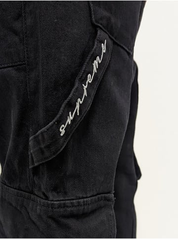 DADA Cargo Baggy Denim Jeans mit Logo Stitching Worker in Schwarz