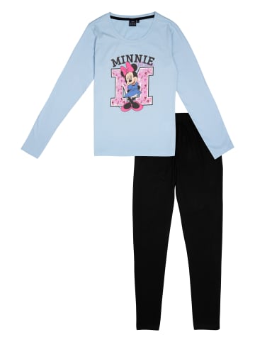 United Labels Minnie Mouse Schlafanzug Pyjama Set Langarm Oberteil mit Hose in blau/schwarz