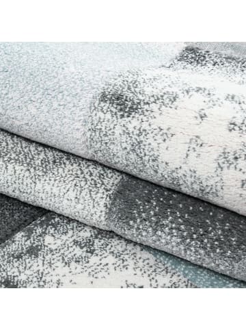 KADIMA DESIGN Teppich Kurzflor Waschbar Karo LATEMAR Strapazierfähig OEKO-TEX in Blau