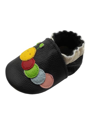 Yalion Leder-Krabbelschuhe "Raupe" in Schwarz