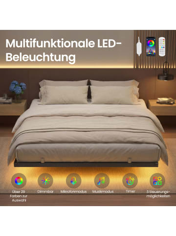 VASAGLE Bettgestell Conner in Mattschwarz - (B)180 x (H)26 x (T)200 cm