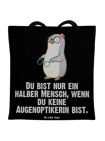 Mr. & Mrs. Panda Tragetasche Augenoptikerin Herz mit Spruch in Schwarz
