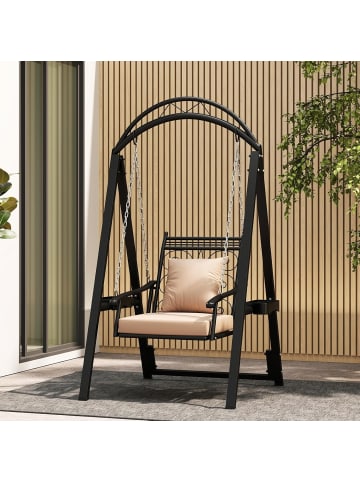 COSTWAY Gartenschaukel mit Gestell mit abnehmbaren Kissen in Schwarz