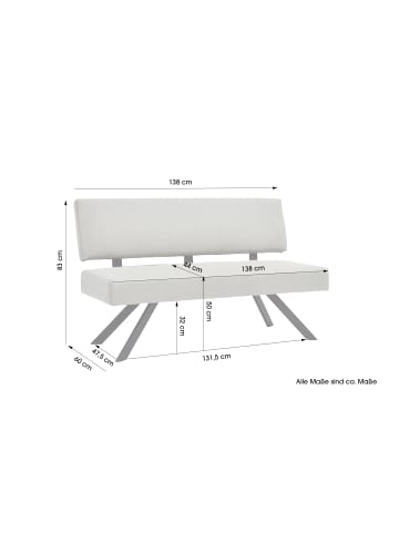 byLiving Bank TORONTO in taupe - B 138, H 83, T 60 cm
