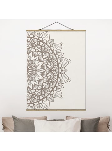 WALLART Stoffbild - Mandala Illustration shabby Set beige weiß in Weiß