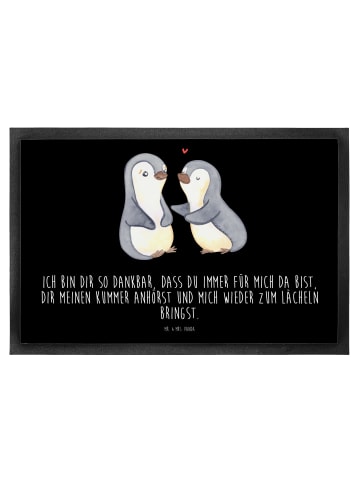 Mr. & Mrs. Panda fußmatte Pinguine trösten mit Spruch in Schwarz
