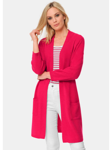 GOLDNER Kurzgröße:  Modische Kaschmir-Longstrickjacke in pink