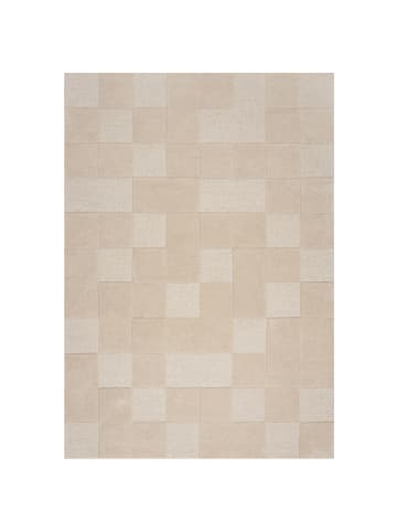 KADIMA DESIGN Wollteppich Schachbrett, Karos, Wohnzimmer schmutzabweisend in Beige