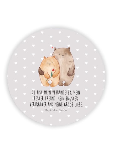 Mr. & Mrs. Panda Rund Magnet Bären Liebe mit Spruch in Grau Pastell