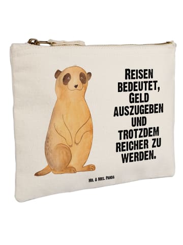 Mr. & Mrs. Panda Kulturbeutel Erdmännchen mit Spruch in Weiß