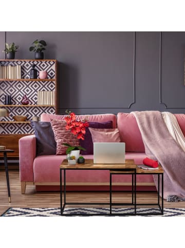 relaxdays 2tlg. Couchtisch Set in Natur/Schwarz