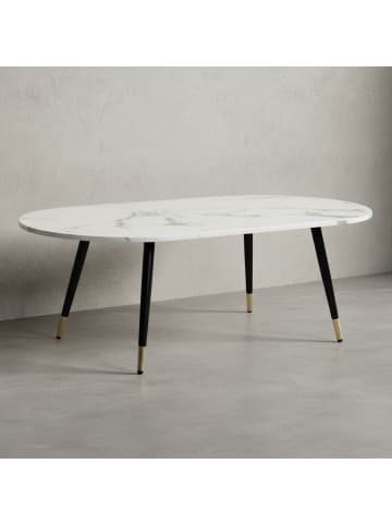 KADIMA DESIGN Couchtisch 120x60x41,5 cm mit Marmor Optik Modern, Design in Weiß