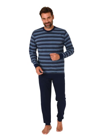 NORMANN langarm Schlafanzug Bündchen Pyjama Streifen - 88054 in marine1