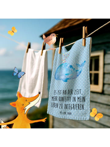 Mr. & Mrs. Panda Handtuch Wal Konfetti mit Spruch in Blau Pastell