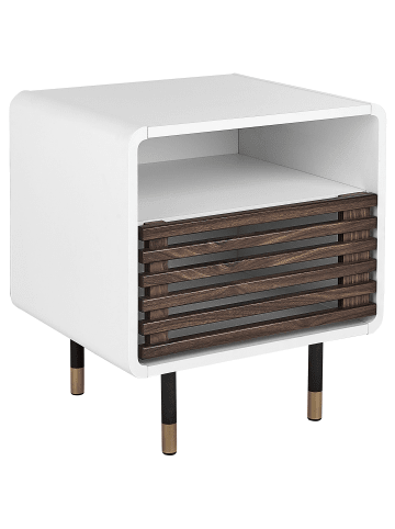 Beliani Nachttisch RIFLE in Weiß/Schwarz/Braun - (W) 45 x (H) 50 x (L) 40 cm