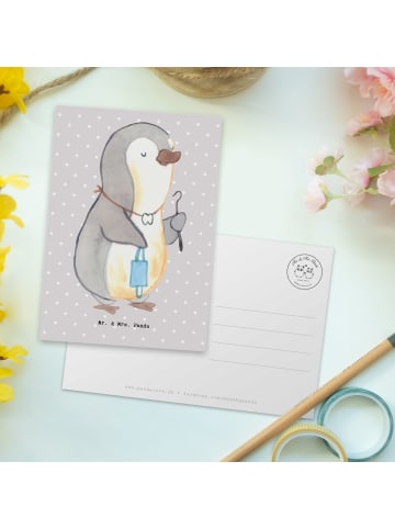 Mr. & Mrs. Panda Postkarte Zahntechniker Herz ohne Spruch in Grau Pastell