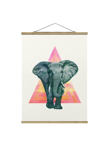 WALLART Stoffbild - Laura Graves - Elefant vor Dreieck Malerei in Bunt