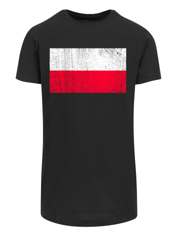F4NT4STIC Long Cut T-Shirt Poland Polen Flagge distressed in schwarz