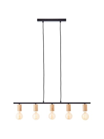 Brilliant Kerry Pendelleuchte 5flg schwarz/holz Aluminium braun 5x A60, E27, 40