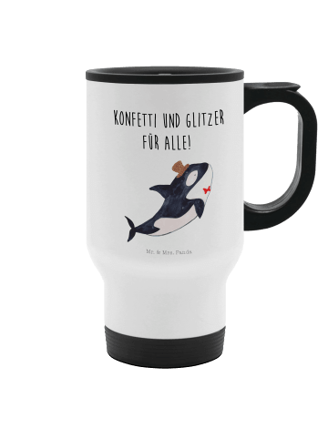 Mr. & Mrs. Panda Kaffeebecher To Go Orca Zylinder mit Spruch in Weiß