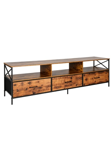 relaxdays TV Lowboard in Braun/ Schwarz - (B)170 x (H)50 x (T)40 cm