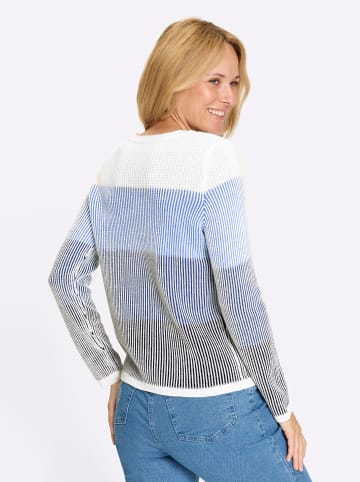 Sieh an! Rundhals-Pullover in marine-jeansblau-gemustert