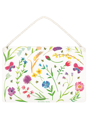 Mr. & Mrs. Panda Schild Frühling mit Spruch in Bunt