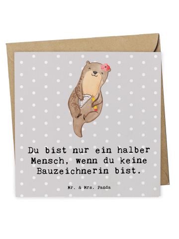 Mr. & Mrs. Panda Deluxe Karte Bauzeichnerin Herz mit Spruch in Grau Pastell