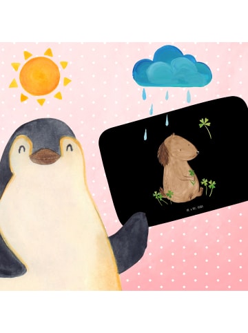 Mr. & Mrs. Panda Badezimmerteppich Hund Kleeblatt ohne Spruch in Schwarz