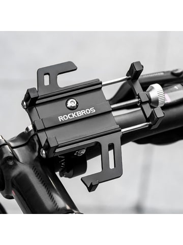 Rockbros Fahrrad-Handyhalter aus Aluminiumlegierung Schwarz kompatibel in Schwarz