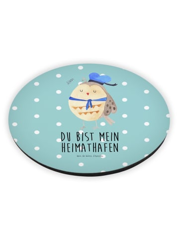Mr. & Mrs. Panda Rund Magnet Eule Matrose mit Spruch in Türkis Pastell