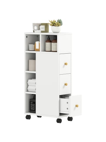 HOMCOM Badezimmerschrank in Weiß 40L x 20B x 80H cm