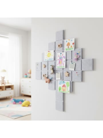 relaxdays 12 x Filzpinnwand in Grau - (B)30 x (H)30 x (T)0,9 cm