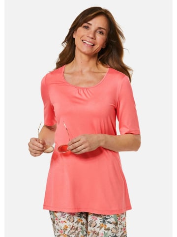 GOLDNER Shirt Zeitloses Shirt mit modernem Raffdetail in koralle