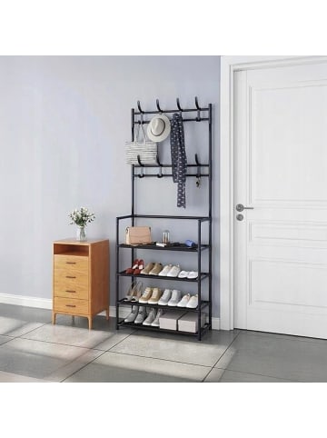 relaxdays Garderobenständer in Schwarz - (B)59,5 x (H)150,5 x (T)25 cm